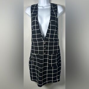 SHEIN Women’s Black and White Grid Print Sleeveless Mini Dress Size M/6